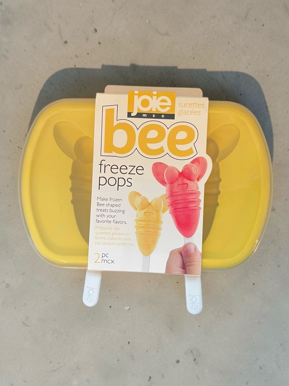 Joie MSC Bee Freeze Pop Mold Tray Yellow Silicone Popsicle Maker 2pc